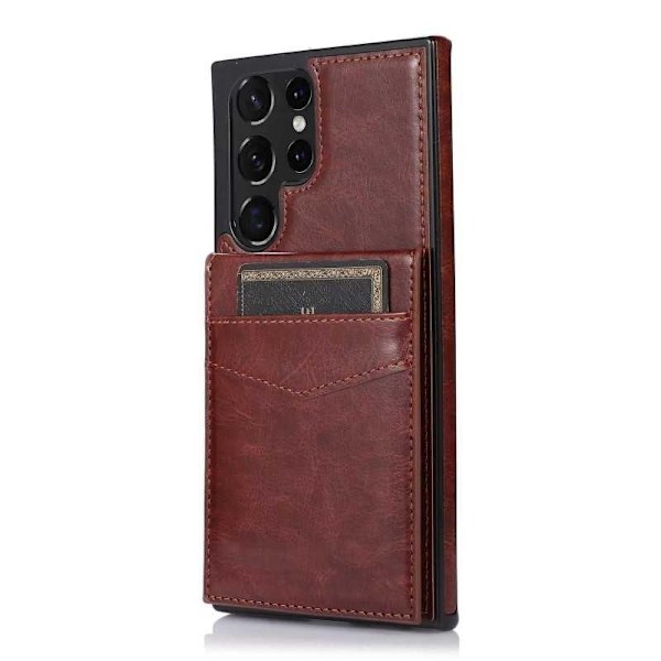 Samsung S22 Ultra Mobilskal Korthållare 5-FACK Retro V3 Svart