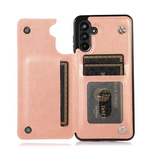 Samsung A54 5G Iskunkestävä Kannen korttiteline 3-POCKET Flippr V2 Rosenguld