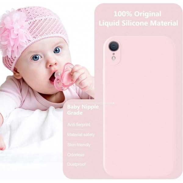 iPhone XR Gummibelagd Mattrosa Skal Kameraskydd Liquid - Rosa