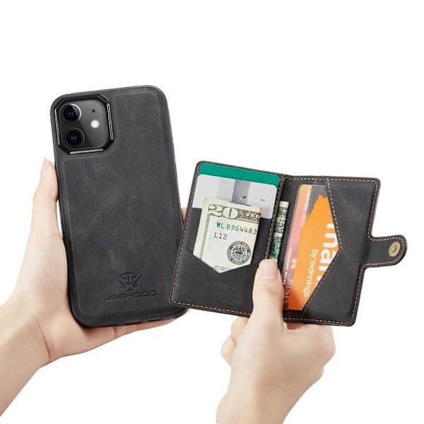 iPhone 12 Mini stødsikker etui med magnetisk kortholder JeeHood Black