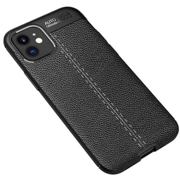iPhone 13 Iskunkestävä ja iskunkestävä LeatherBack -kotelo Black