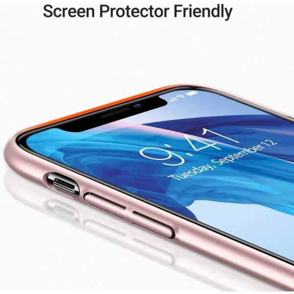 iPhone 13 Pro Ultratunn Gummibelagd Mattsvart Skal Basic V2 Pink gold