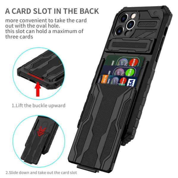 iPhone 12 Pro Max Slagfast Shell Kickstand & kortrum ThinArmor V Black