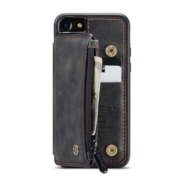 iPhone 7 Cover Kortholder & Lynlås 4-RUMMET CaseMe Flippr Black