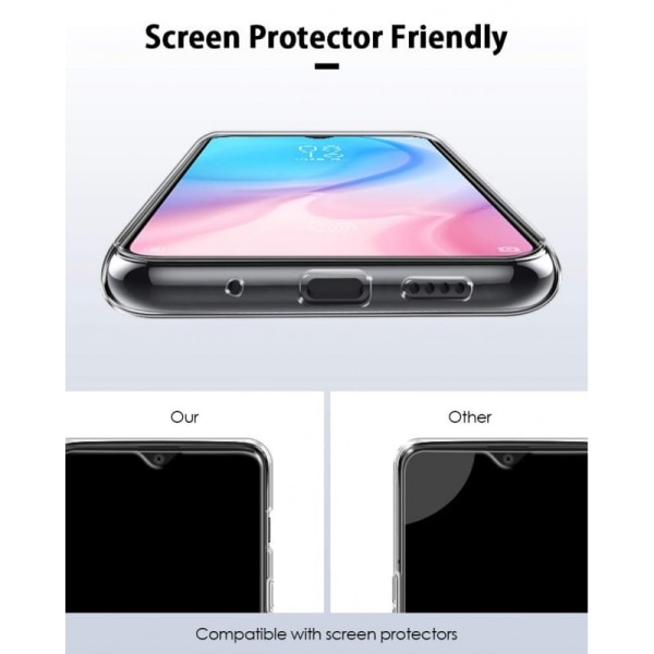 Yksinkertainen Xiaomi Mi A3 iskuja vaimentava silikonikuori Transparent