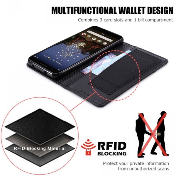 Elegant etui til Google Pixel 3a i PU-læder med RFID-blok Black
