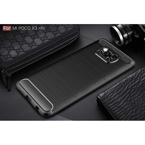 Xiaomi Poco X3 NFC iskunkestävä SlimCarbon-suojus Black