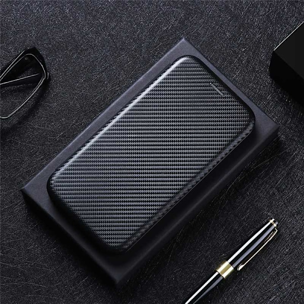 Samsung A12 Flip Case -korttipaikka CarbonDreams Black