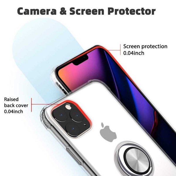 iPhone 12 Pro stødsikkert cover med ringholder frisk Transparent
