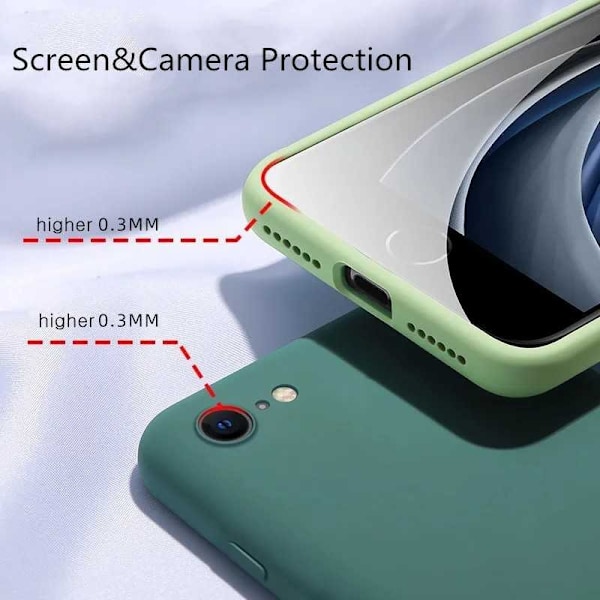 iPhone 7 / 8 / SE 2020 / SE 2022 Gummibelagd Mattgrönt Skal Kameraskydd Liquid - Grön