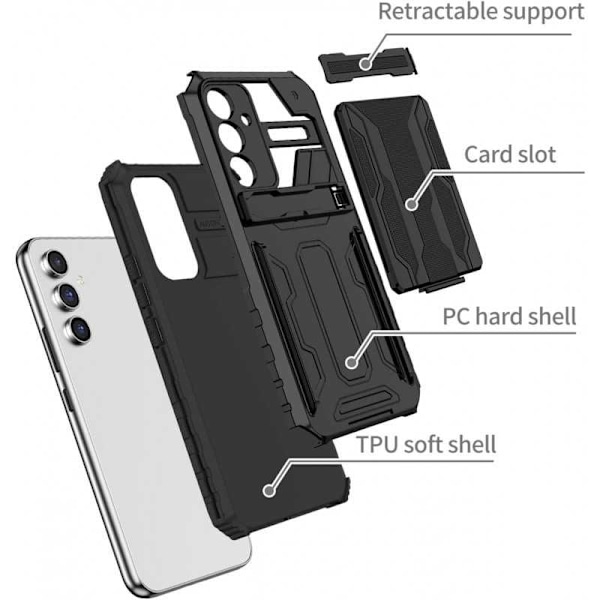 Samsung S24 FE Stöttåligt Skal Kickstand & Kortfack ThinArmor V3