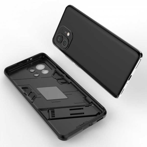 Xiaomi Mi 11 -iskunkestävä kotelo jalustalla ThinArmor V2 Mörkgrön
