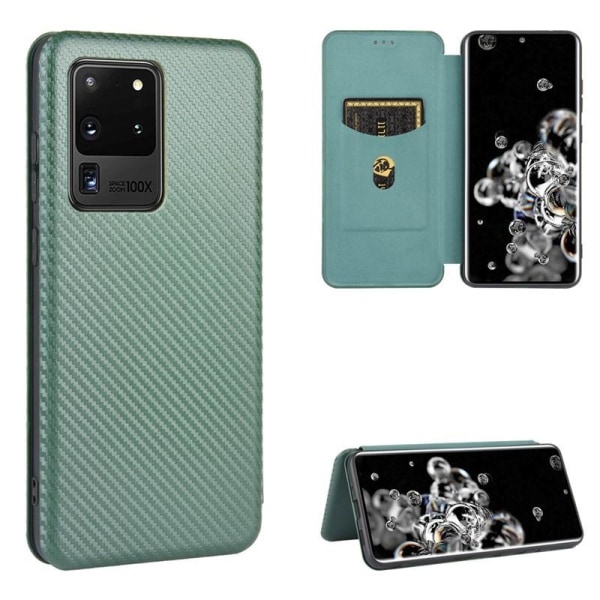 Samsung S20 Ultra Flip Case Kortrum CarbonDreams Grøn Green