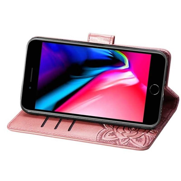 iPhone 7 Plus / 8 Plus -lompakkokotelo PU-nahkainen 4-POCKET Motif Butterfly Rosenguld