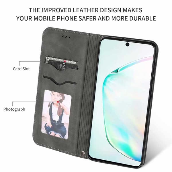 Samsung Galaxy S20 Plus Flip Case Korttilokero Suede Black