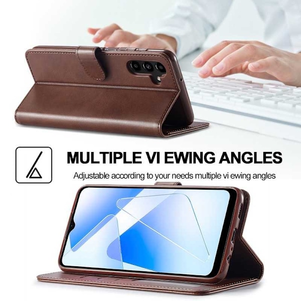 LC.IMEEKE pungetui til Samsung A55 5G - Mørkebrun Dark brown
