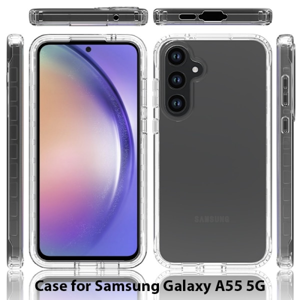 Samsung A55 5G Heltäckande Premium 3D Skal 3in1 ThreeSixty Clear