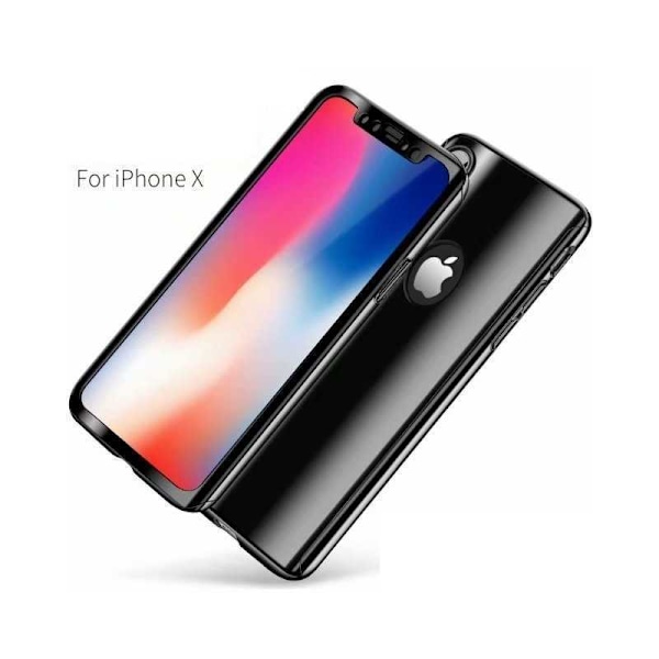 iPhone XS Max 360° 3i1 FullCover Shell V2 0,26 mm 9H glas Svart