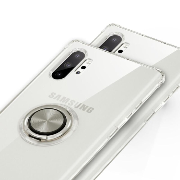 Samsung Note 10 Plus stødsikkert cover med ringholder frisk Transparent