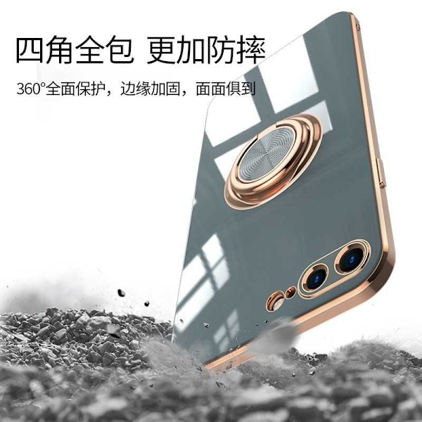 iPhone 7 Plus / 8 Plus Elegant & stødsikkert cover med ringholder fejlfri Svart