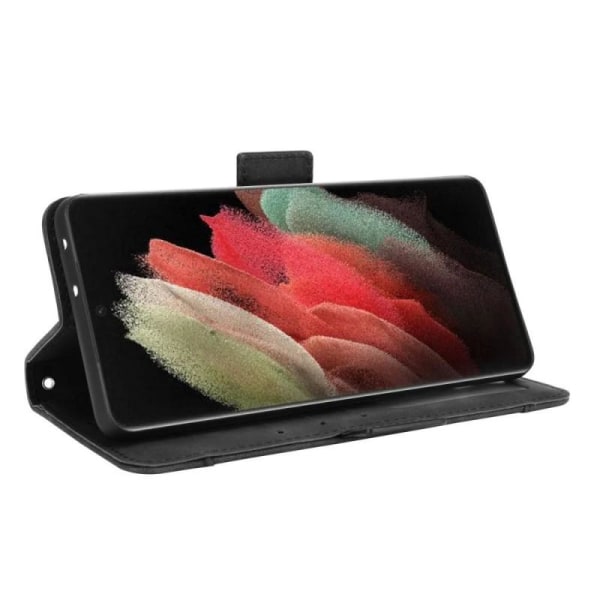 Samsung S21 Ultra Wallet Case PU-nahkainen 6-POCKET Winston V3 Black