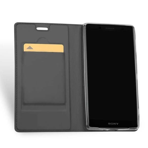 Xperia XZ2 Compact Flip Case Smooth -korttipaikka Svart