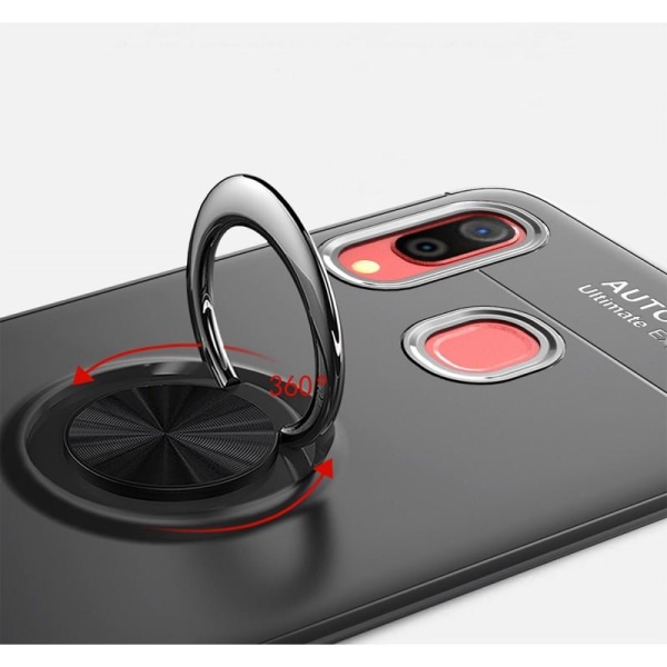 Samsung A40 Praktisk stødsikkert cover med ringholder V3 Black