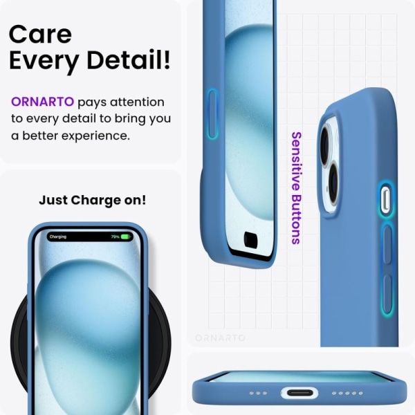 Gummibelagt støtsikkert deksel iPhone 15 - Blå