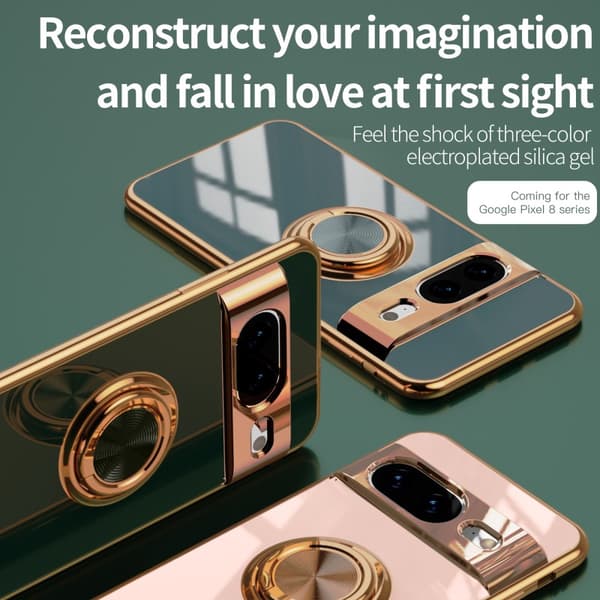 Google Pixel 8a Elegant & Stöttåligt Skal med Ringhållare Flawless - Mörkgrön