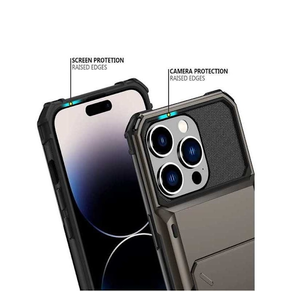 iPhone 15 iskunkestävä kotelo Void-korttipaikalla Black