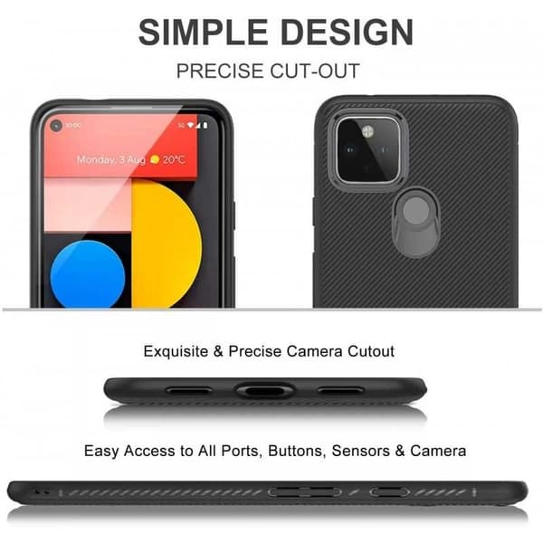 Google Pixel 5 Iskunkestävä FullCarbon V3 Black