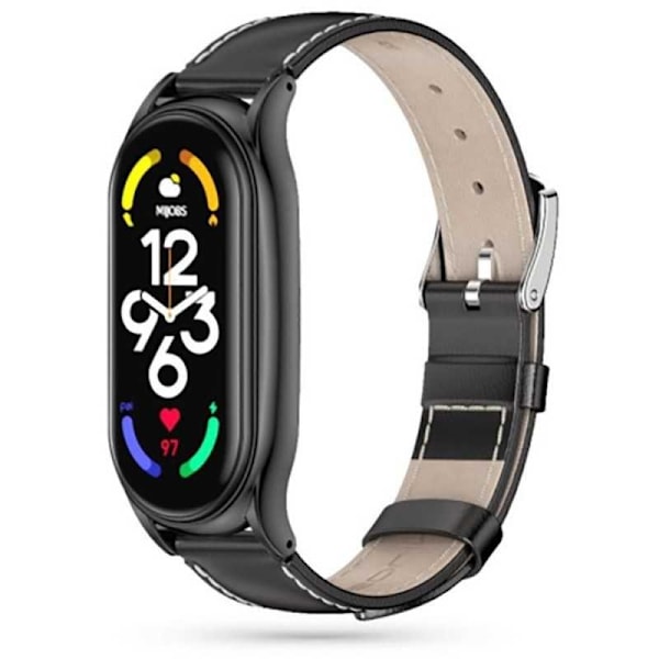 Amazfit Mi Band 6 / 5 / 4 / 3 NFC Stilrent Armband Veganläder Retro Svart