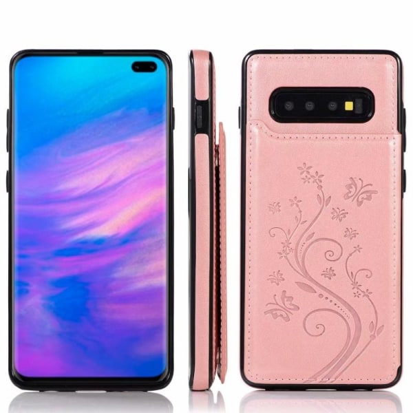 Samsung S10 Stöttåligt Skal Korthållare 3-FACK Flippr V2 Rosa guld