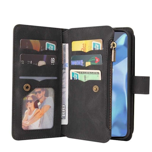Oneplus 9 Pro multifunktionelt pung etui Lynlås 13-rum Black
