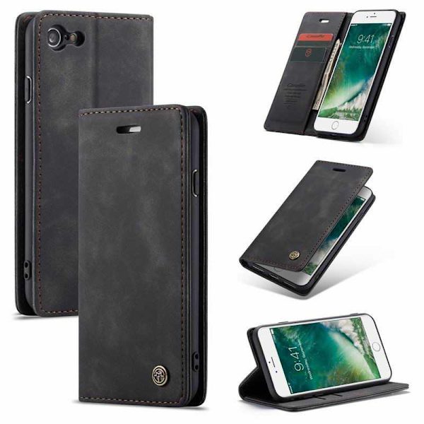 iPhone 7 Elegant Flip Case CaseMe 3-FACK Black