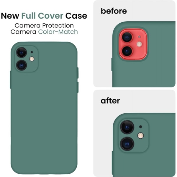 iPhone 11 Gummibelagd Mattgrönt Skal Kameraskydd Liquid - Grön