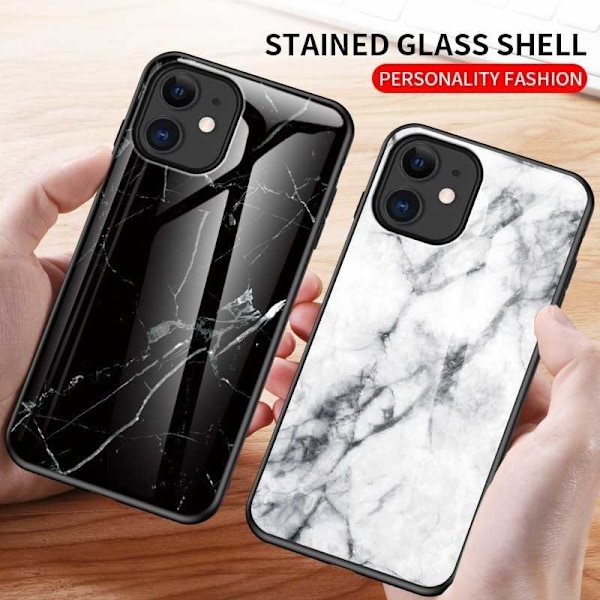 iPhone 14 Plus Marble Shell 9H hærdet glas bagside glas bagside V2 MultiColor Emerald Green
