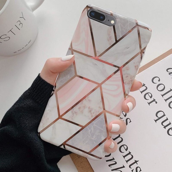 iPhone SE (2020 & 2022) tyylikäs Marble Shell Premium Pink