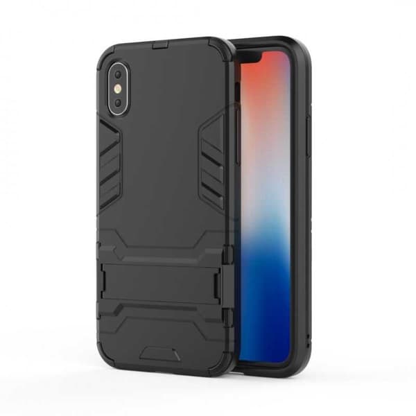 iPhone XS Max iskunkestävä kotelo jalustalla ThinArmor Black