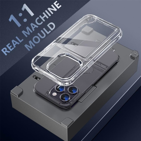 iPhone 15 Pro Stöttåligt Skal med Kortfack V3 Transparent