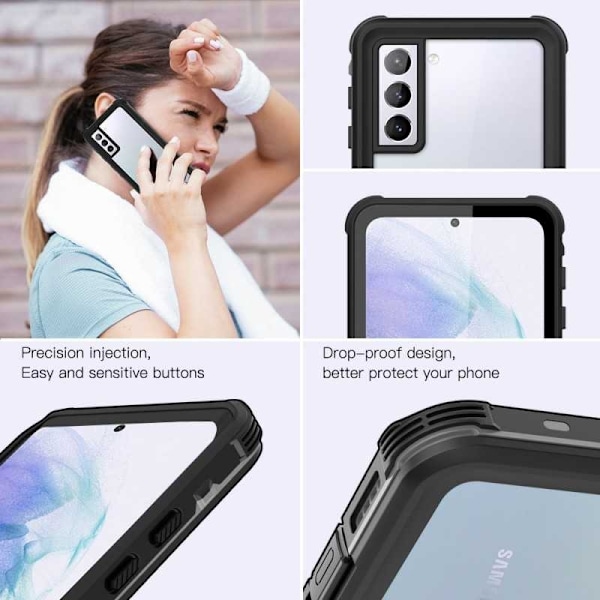 Samsung S21 fuld dækning vandtæt premium cover - 2m Transparent
