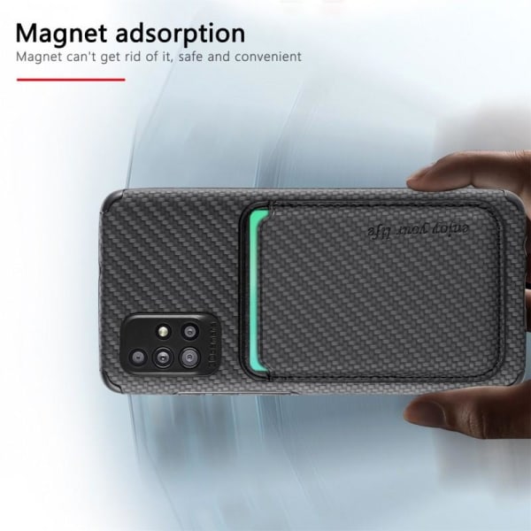 Samsung A51 Stöttåligt skal med Magnetisk Korthållare Magsafe RF Svart
