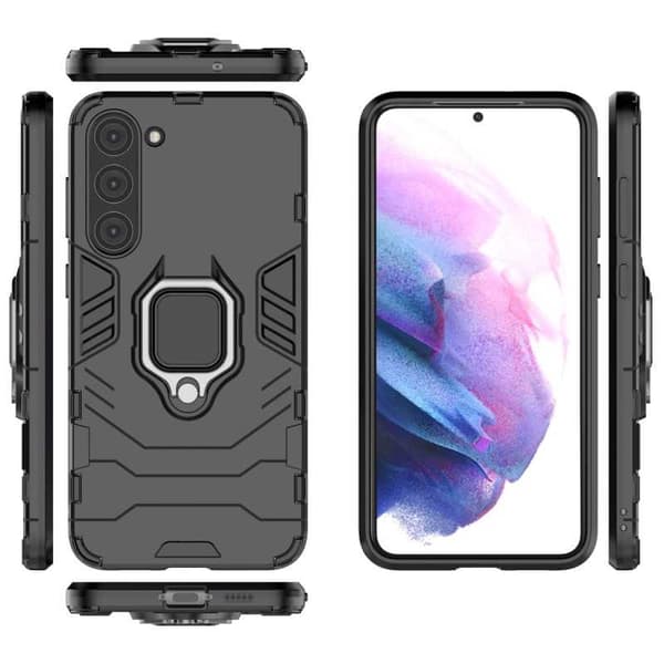 Samsung S23 stødsikker etui med ThinArmor-ringholder Black