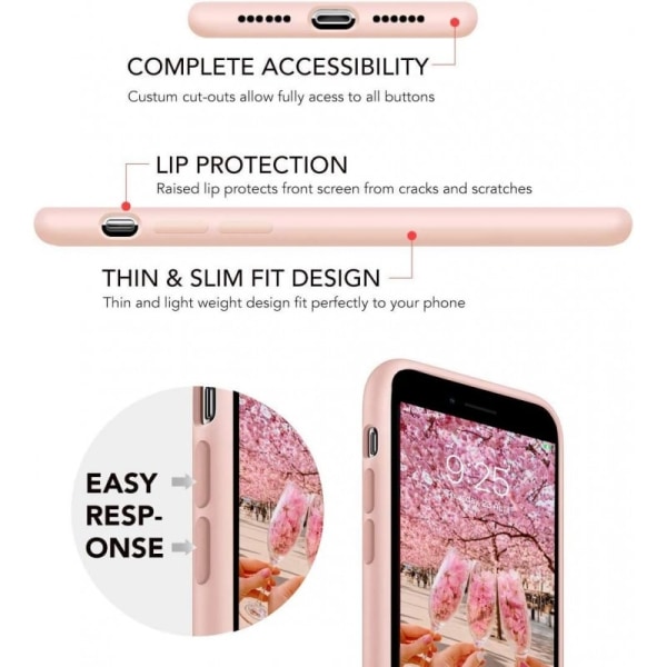 Kuminen iskunkestävä kotelo iPhone 7 Plus / 8 Plus - vaaleanpuna