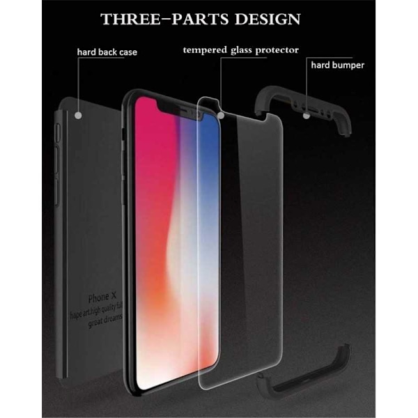 iPhone 13 Mini 360° 3in1 FullCover Skal inkl. Härdat Glas Svart