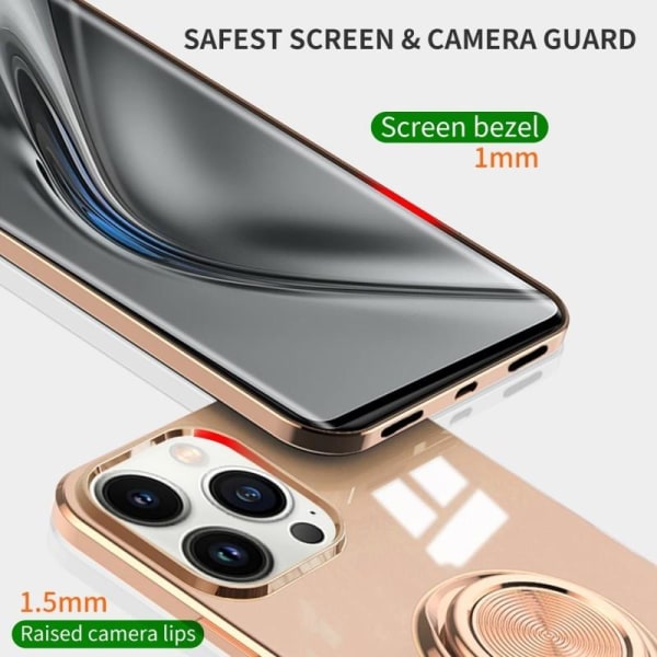 iPhone 14 Pro Max Elegant & Stöttåligt Skal med Ringhållare Flaw Rosa