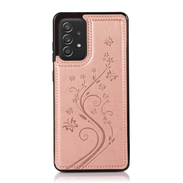 Samsung A53 5G Iskunkestävä Kannen korttiteline 3-POCKET Flippr Pink gold