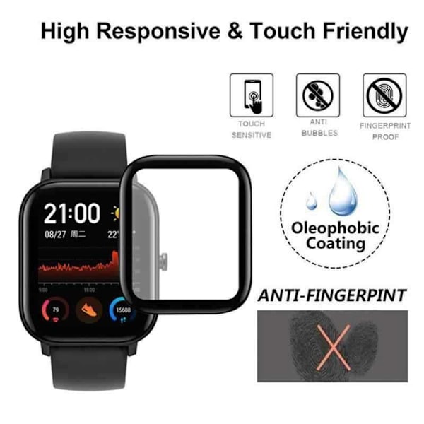 2-PACK Amazfit GTS 3 FullFrame 3D hærdet glas 0,26 mm 9H Transparent