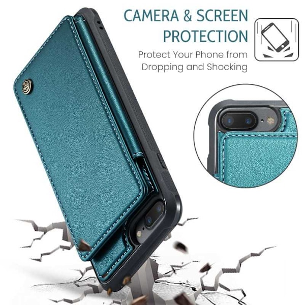 CaseMe Shockproof Cover Kortholder Stander 4-rums iPhone 7 Plus / 8 Plus Grön