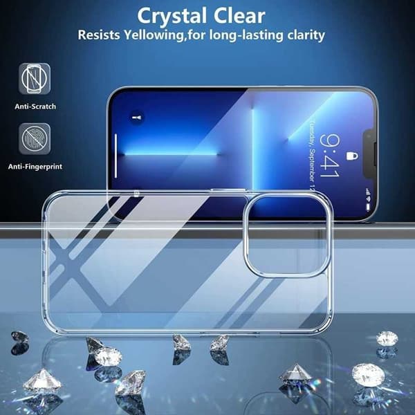 iPhone 13 Pro Max iskuja vaimentava silikonikotelo Simple Transparent
